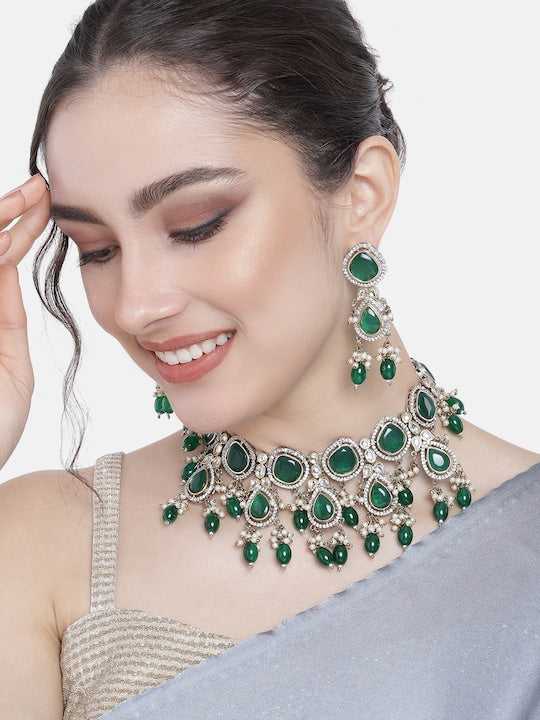 Ishika Green Polki Kundan Neckpiece