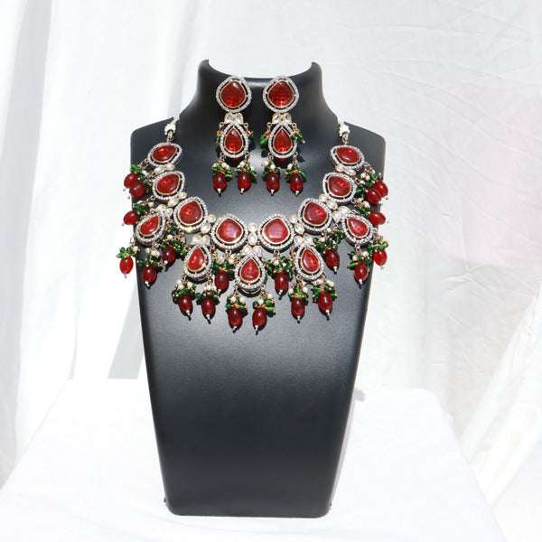 Ishika Red Polki Kundan Neckpiece