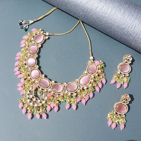 Noor Pink Polki Kundan Neckpiece