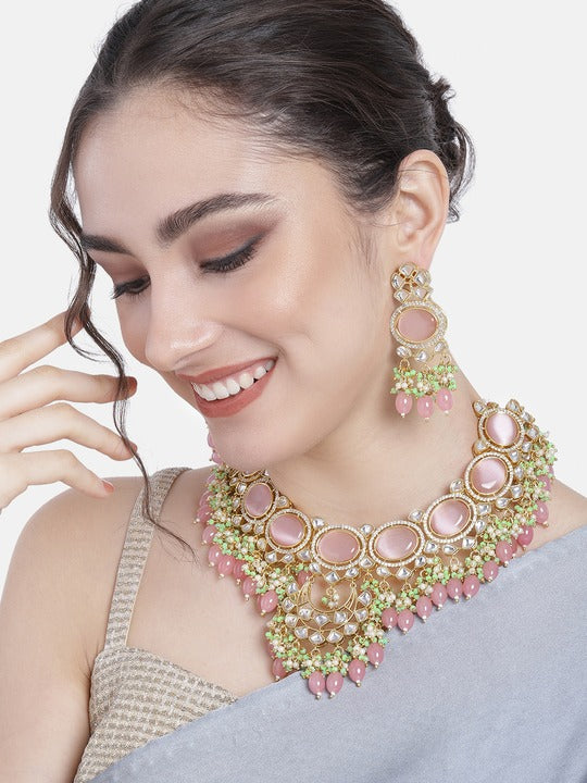 Noor Pink Polki Kundan Neckpiece