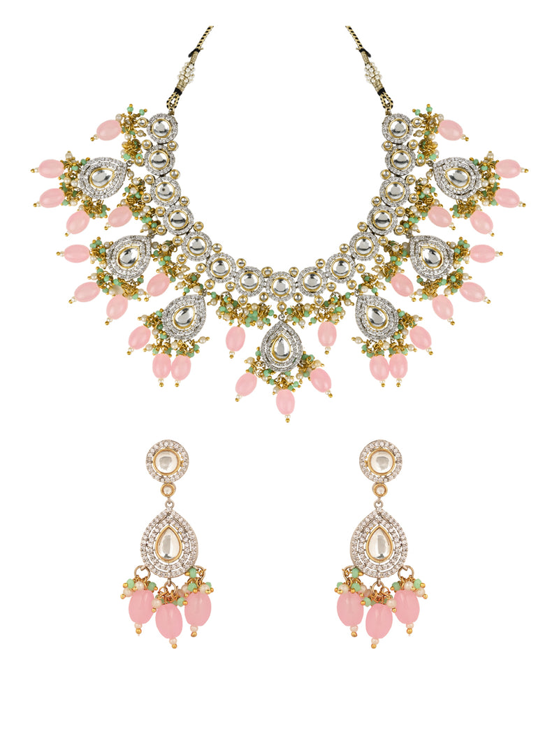 Saanvi Pink Polki Kundan Neckpiece