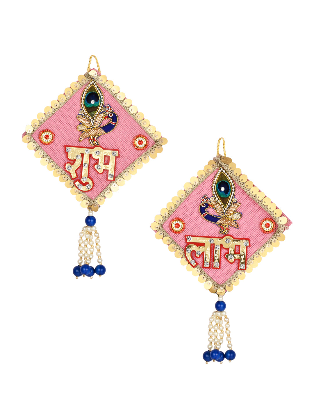 Festive Floral Shubh Labh Wall Hanging - Set Of 2
