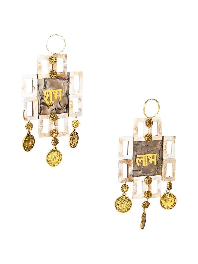 Festive Floral Shubh Labh Wall Hanging - Set Of 2