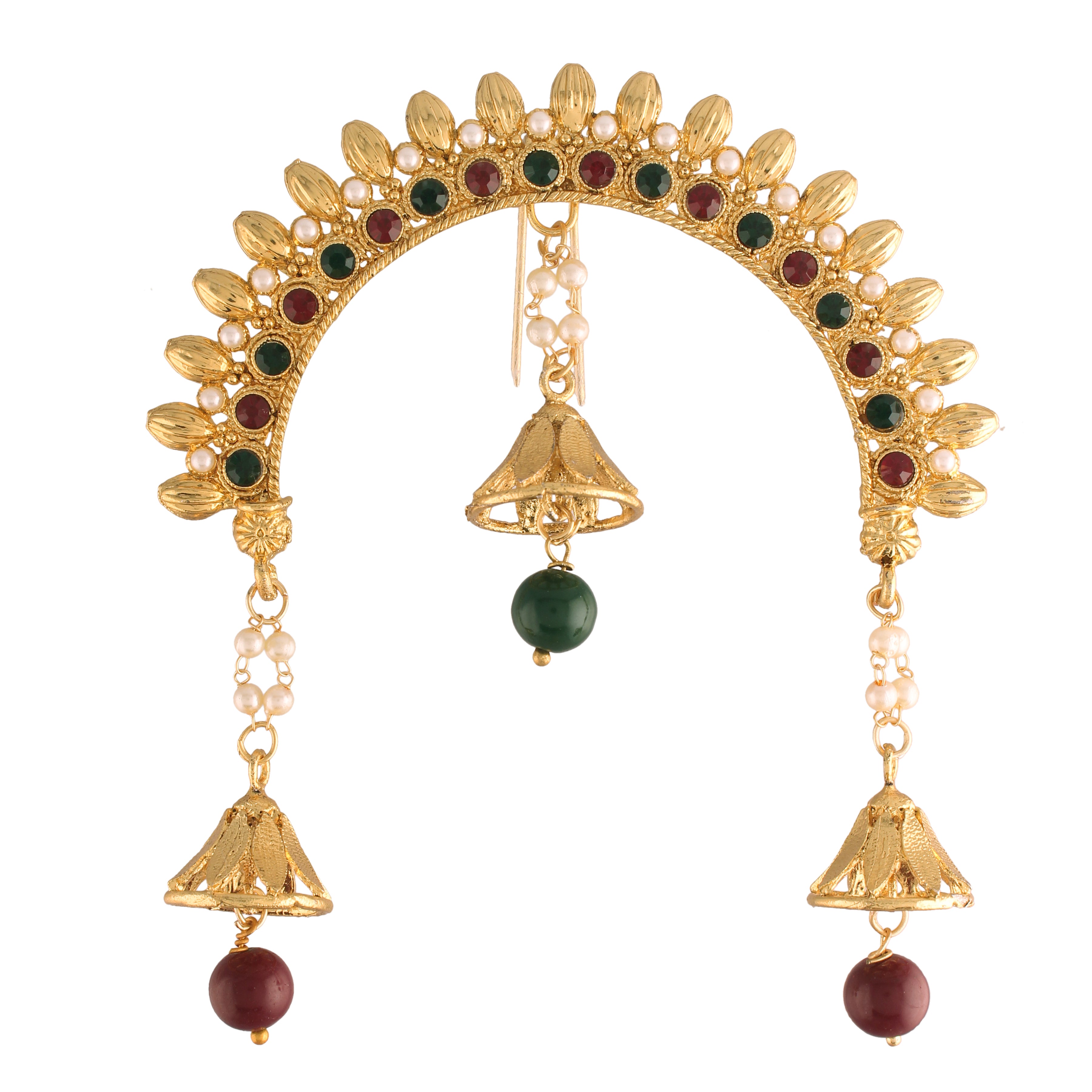 Gold Plated Traditional Maharastrian Jewellery Aambada Juda Pin Hair Brooch for Women (SM35MG)