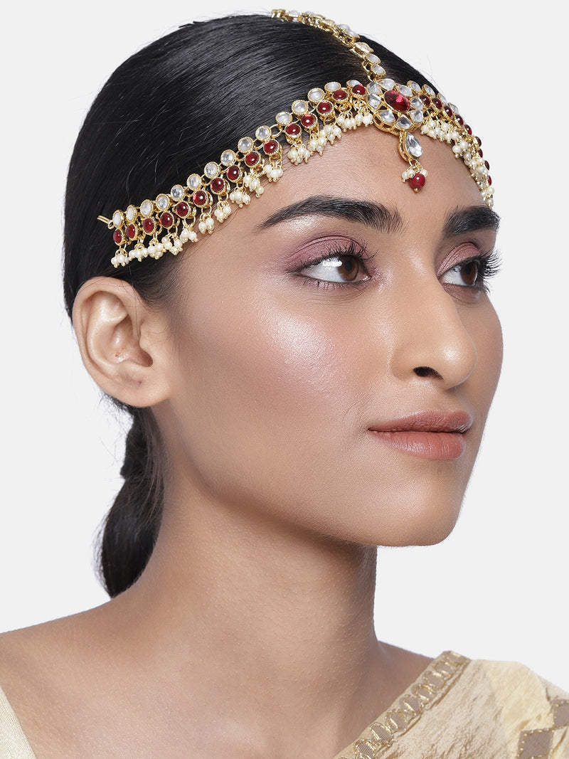 kundan , stones , pearls , mathapatti