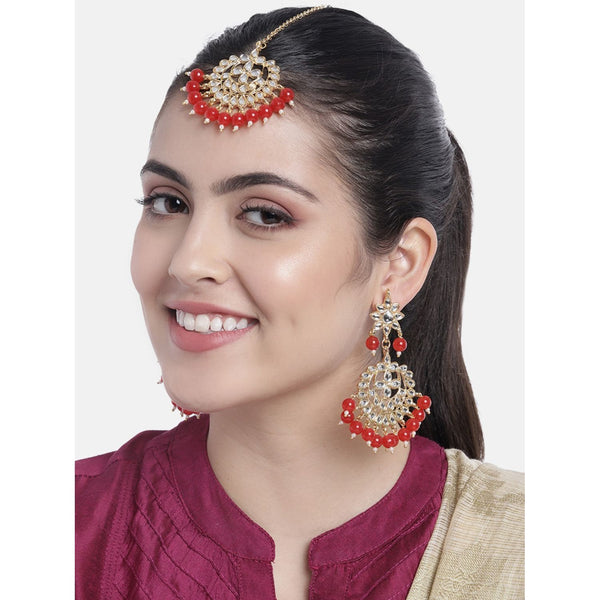 Suhasi Red Maangtikka Earring Set