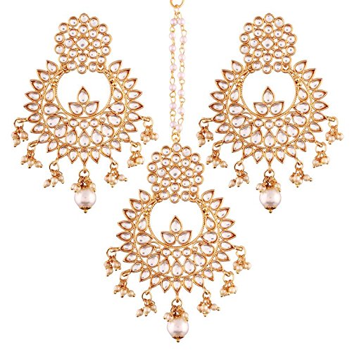 kundan , pearls , gold plated , chandbali 