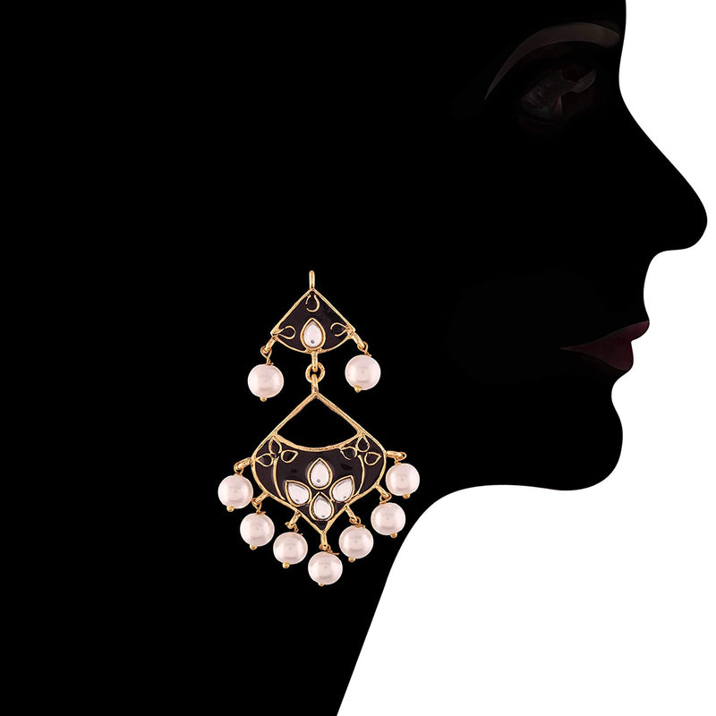 Adiba Black Maangtikka Earrings Set