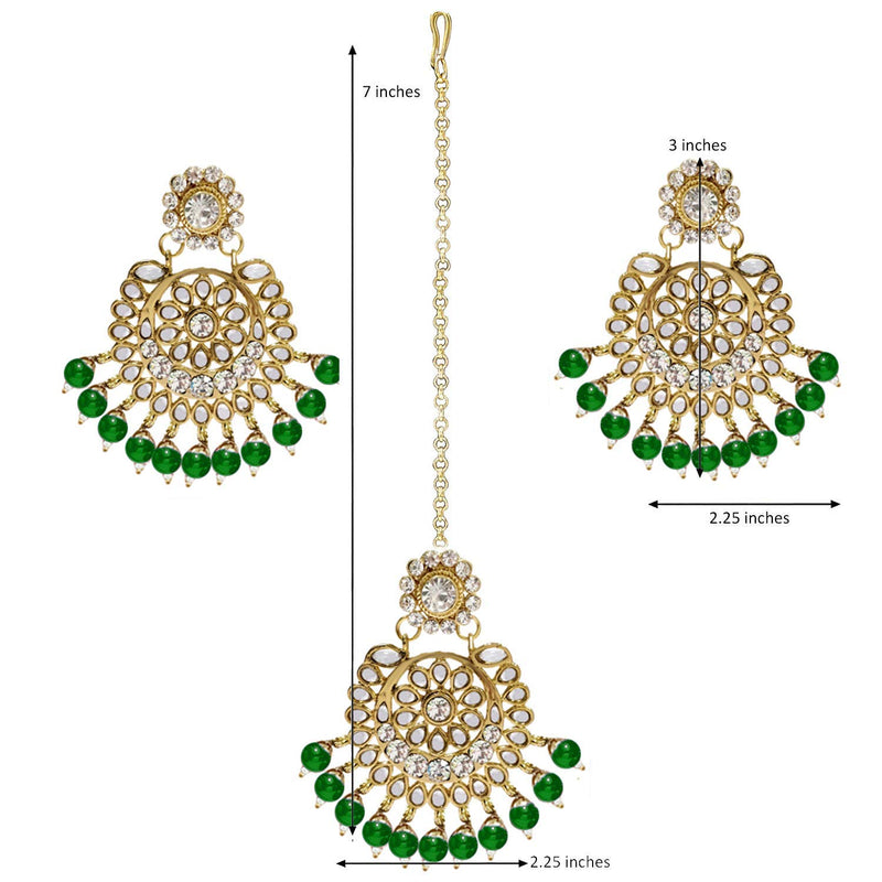 Shanvi Green Maangtikka Earring Set