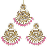 Shanvi Pink Maangtikka Earring Set