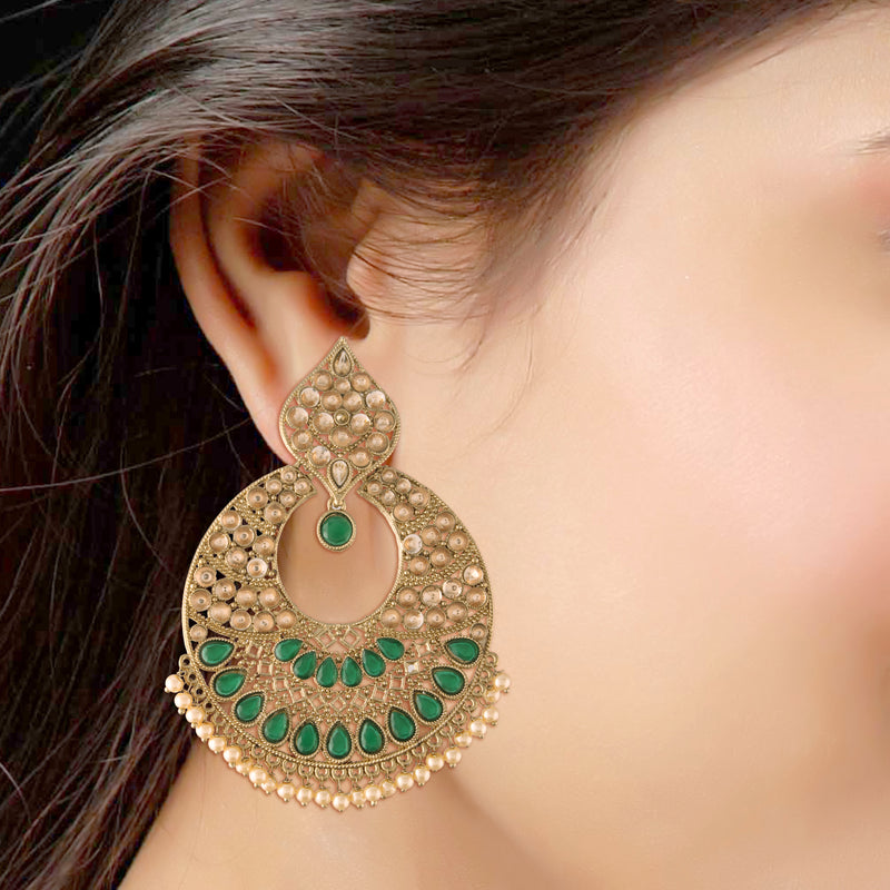 Rajni Green Maangtikka Earring Set