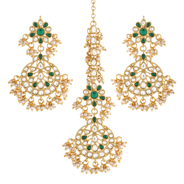 Kamya Green Maangtikka earring set