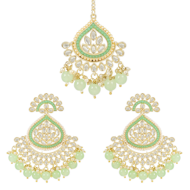 Reyhana Mint  Maangtikka Earring Set