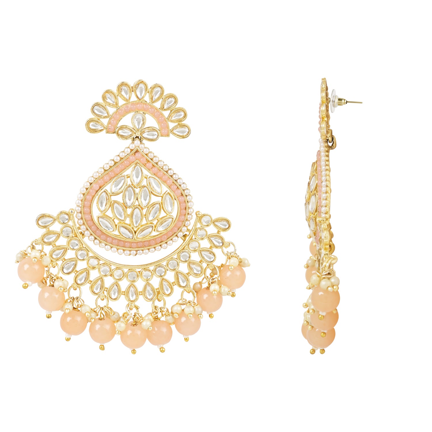 Reyhana Peach  Maangtikka Earring Set