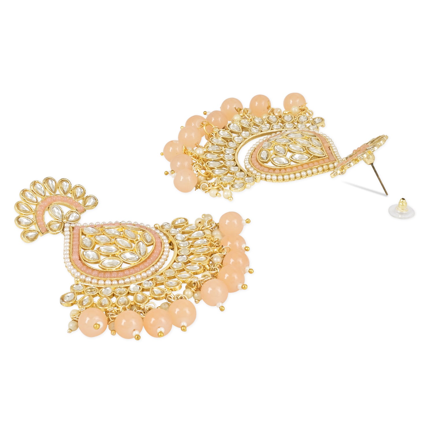 Reyhana Peach  Maangtikka Earring Set