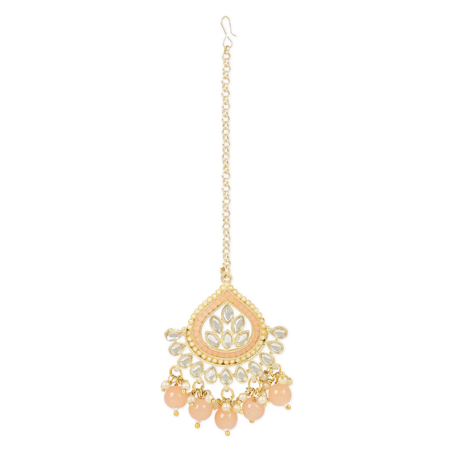 Reyhana Peach  Maangtikka Earring Set