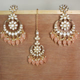 Aaliya Peach Maangtikka Earring Set