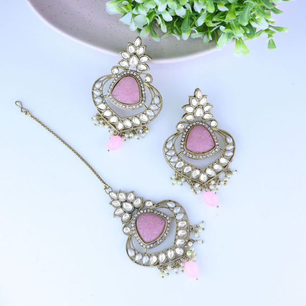 kundan, pearl,tikka, earrings