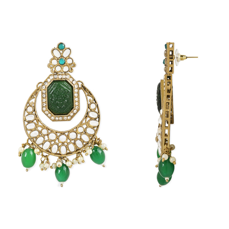 Ayra Green Maangtikka Earring Set