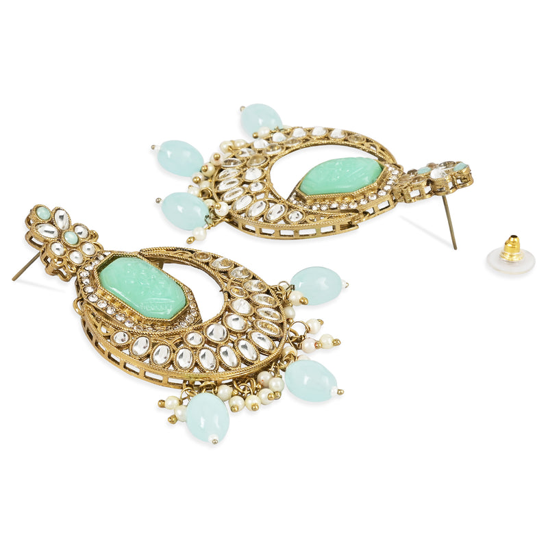 Ayra Turquoise Maangtikka Earring Set