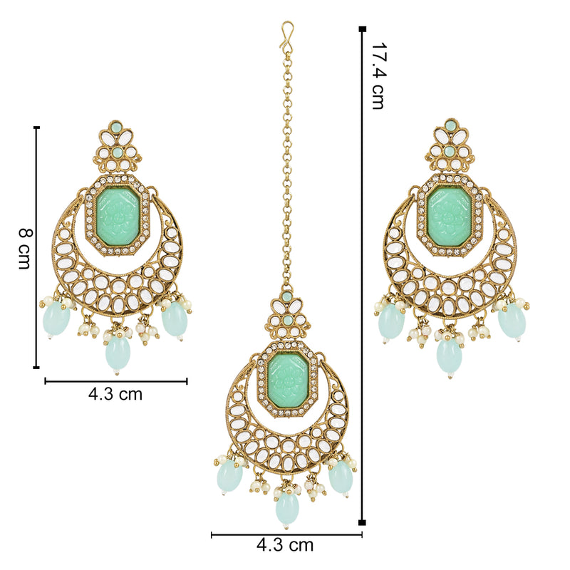 Ayra Turquoise Maangtikka Earring Set