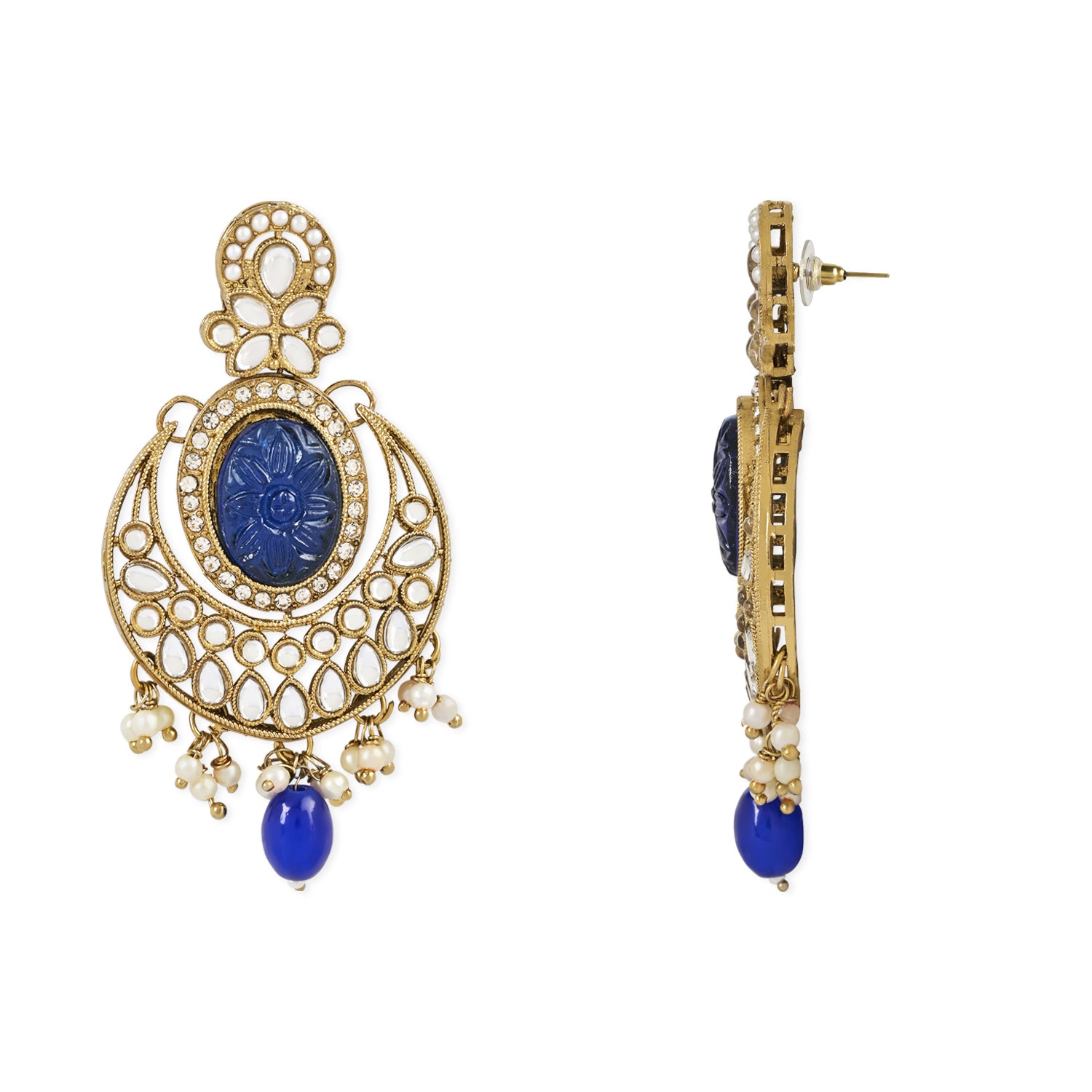 Rushvi Blue Maangtikka Earring Set