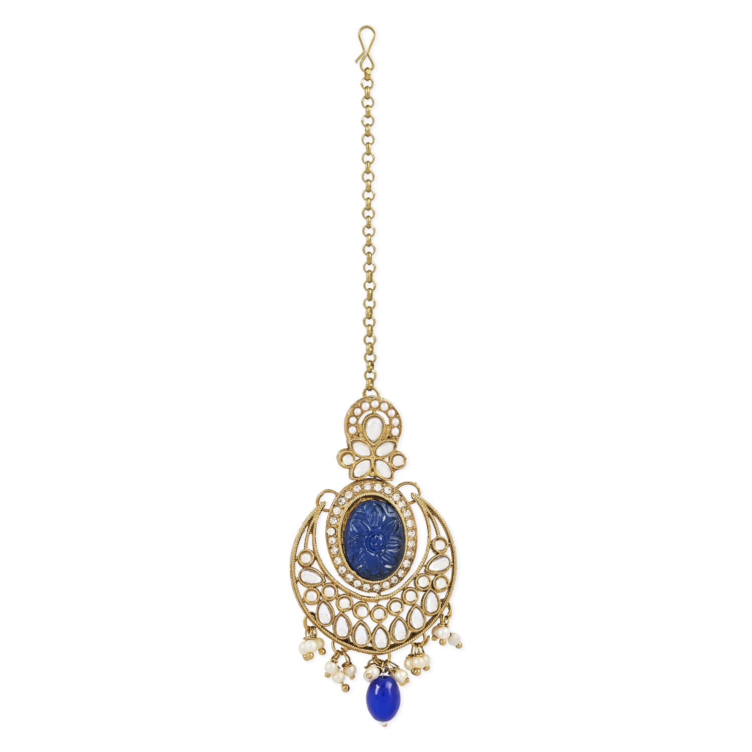 Rushvi Blue Maangtikka Earring Set