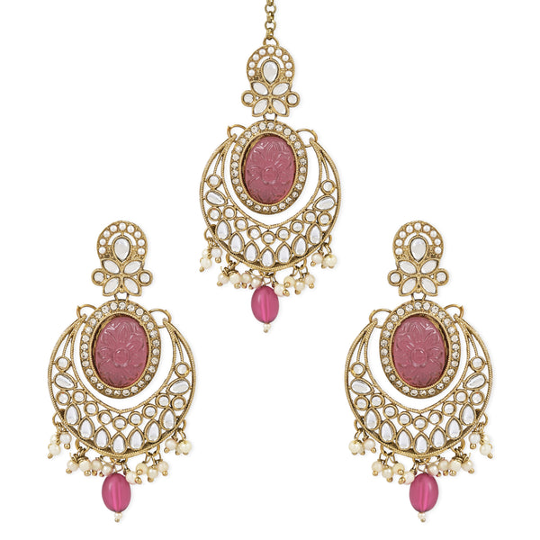 Rushvi Purple Maangtikka Earring Set