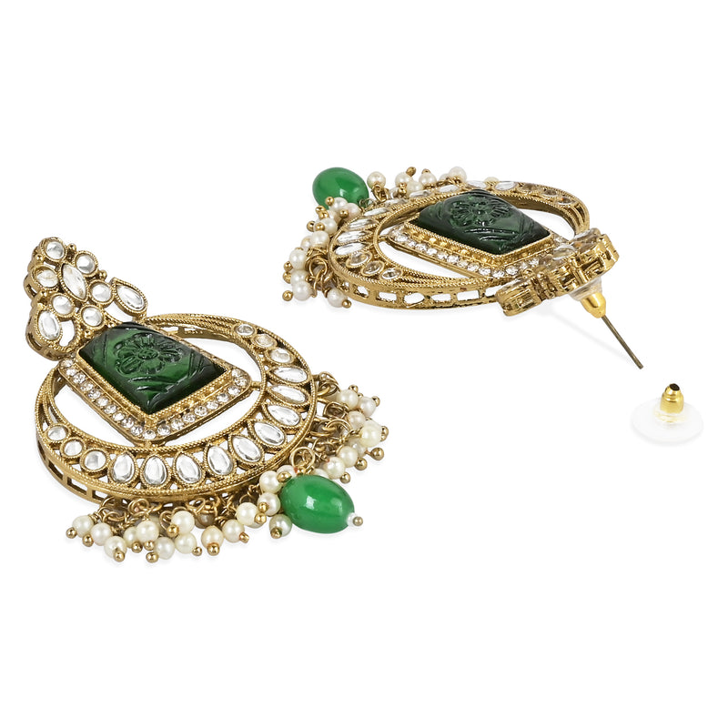 Vrishaa Green Maangtikka Earring Set