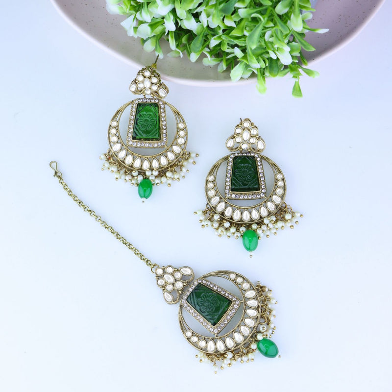 kundan, pearl,earrings, tikka