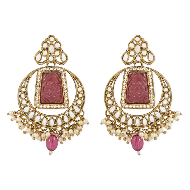 Vrishaa Purple Maangtikka Earring Set