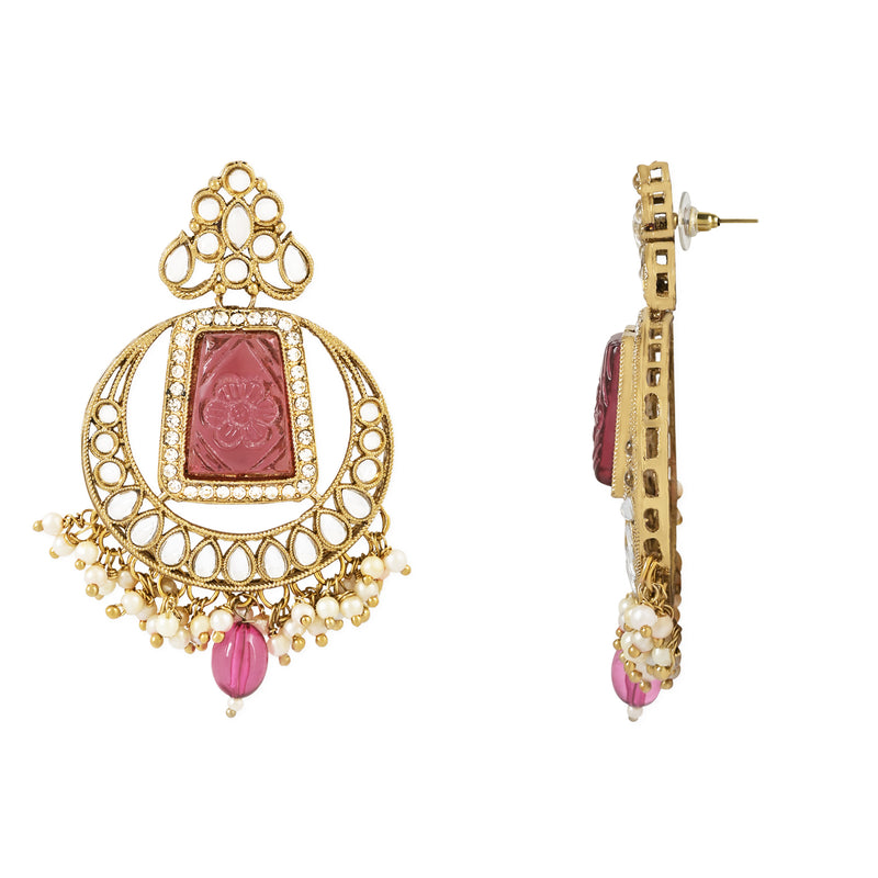 Vrishaa Purple Maangtikka Earring Set