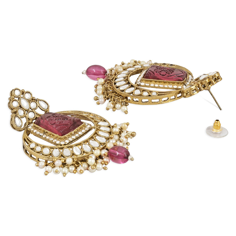 Vrishaa Purple Maangtikka Earring Set