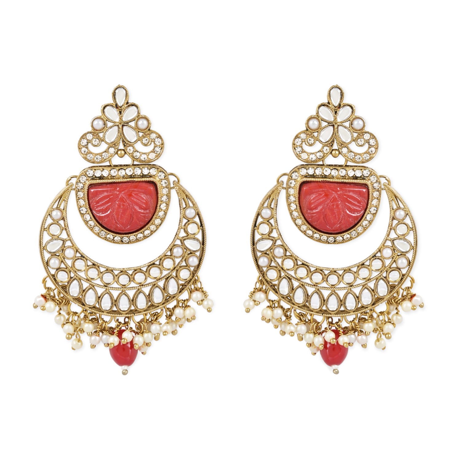 Aksha Red Maangtikka Earring Set