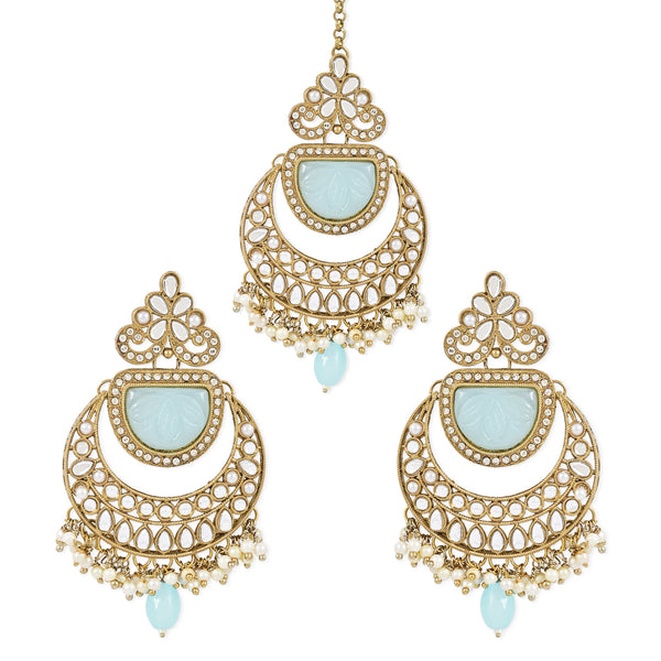 Aksha Turquoise Maangtikka Earring Set