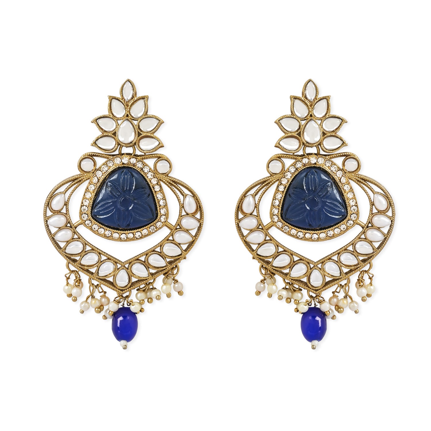 Nakshi Blue Maangtikka Earring Set