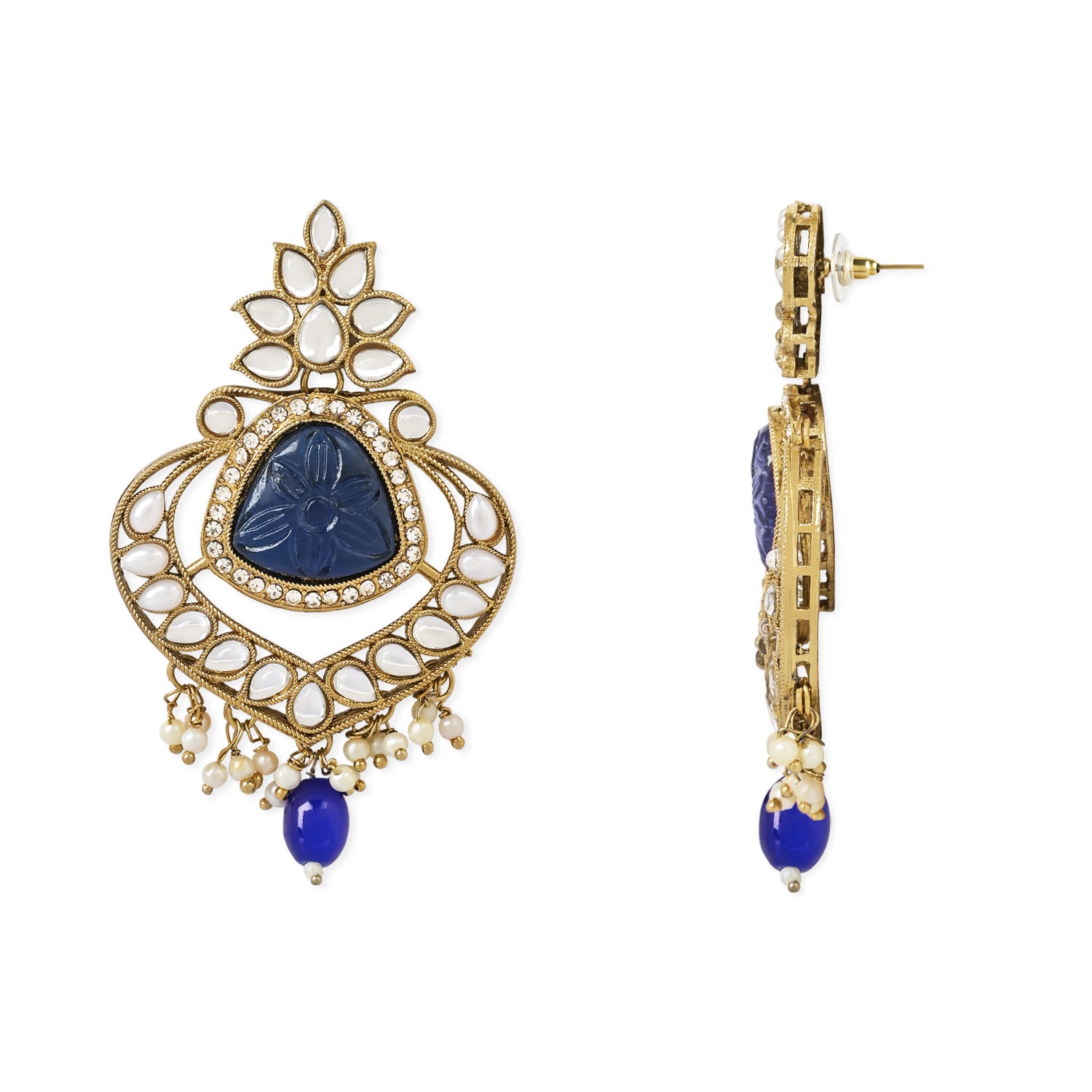Nakshi Blue Maangtikka Earring Set