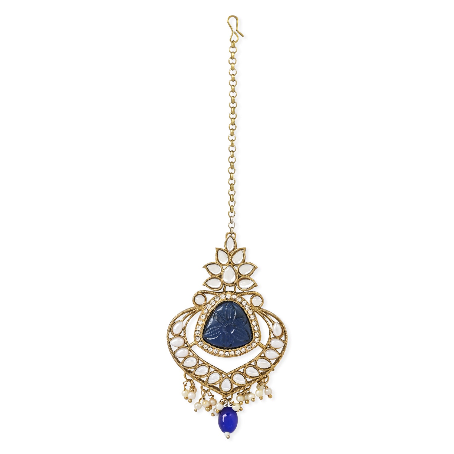 Nakshi Blue Maangtikka Earring Set