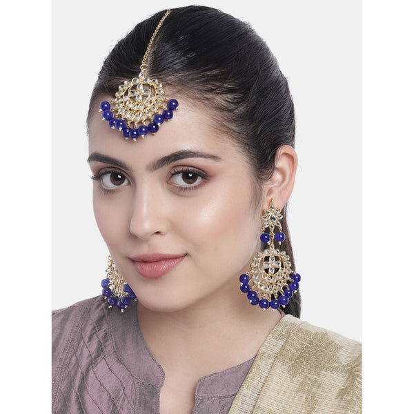 Suhasi Blue Maangtikka Earring Set