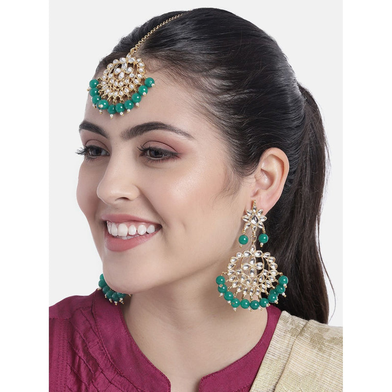 Suhasi Green Maangtikka Earring Set