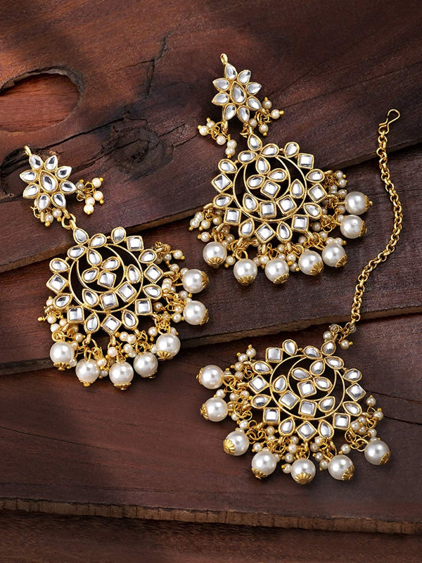 Suhasi White Maangtikka Earring Set