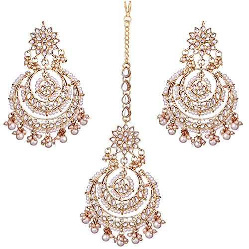 Meesha White Maangtikka Earring Set