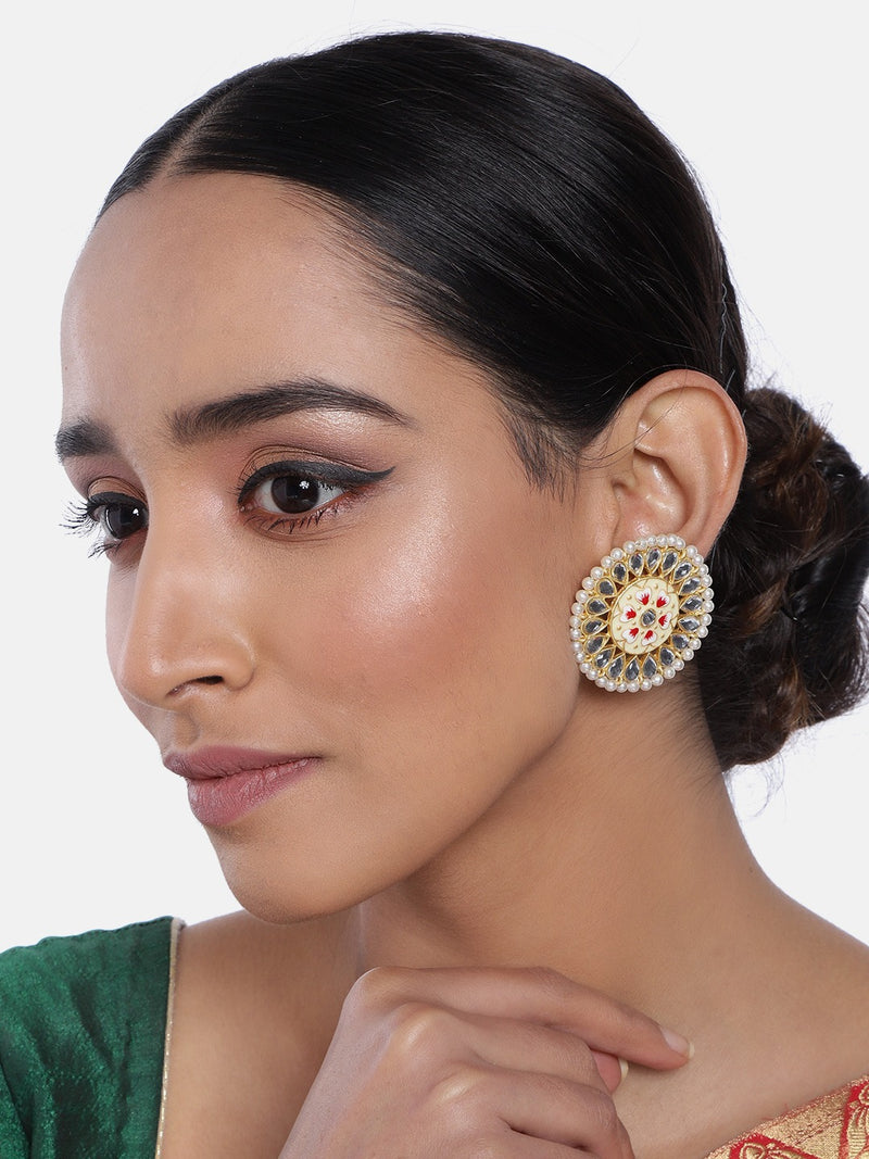 Meenakari , Kundan , pearls earring 
