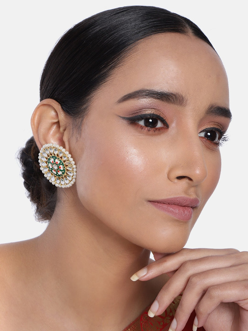 meenakari , kundan , pearls earrings
